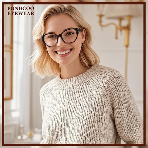 FONHCOO Bifocal Reading Glasses for Women, Cat Eye Blue Light Computer Readers Clear Top Eyewear with Spring Hinge in Saudi Arabia