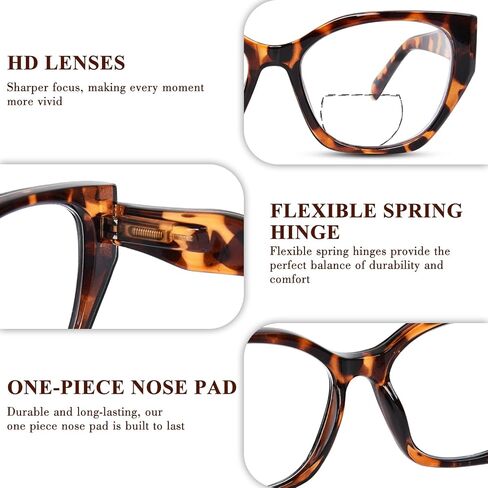 FONHCOO Bifocal Reading Glasses for Women, Cat Eye Blue Light Computer Readers Clear Top Eyewear with Spring Hinge in Saudi Arabia