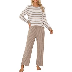 Blooming Jelly Womens Silk Pajamas 2 Piece Satin Matching Lounge Sets Cute Long Sleeve Striped Pants Pjs with Pocket in Kuwait