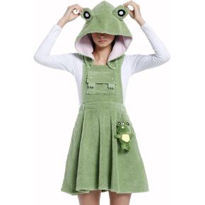 Over The Garden Wall Costume Greg Frog Cosplay Hooded Skirtall Skin Friendly Fabric Overalls Green Cute Hat Zipper Outfit in Saudi Arabia