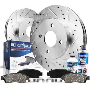 Detroit Axle - Front Brake Kit for 07-13 Mini Cooper Drilled and Slotted Brake Rotors Ceramic Brakes Pads 2007 2008 2009 2010 2011 2012 2013 Replacement: 11.02" inch Front Rotors in Kuwait