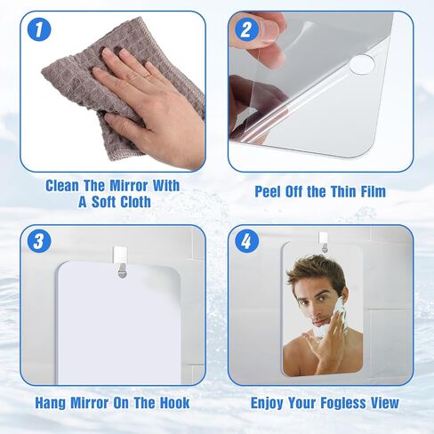 Shatterproof Shower Mirror Fogless with Adhesive Hook Mount, Portable Unbreakable Wall Hanging Handheld Shaving Mirror for Men, Ideal for Camping and Traveling, 5.1x6.69 Inch/13x17 cm in Saudi Arabia