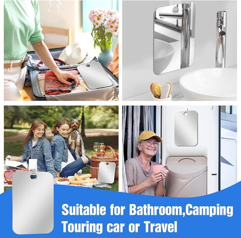 Shatterproof Shower Mirror Fogless with Adhesive Hook Mount, Portable Unbreakable Wall Hanging Handheld Shaving Mirror for Men, Ideal for Camping and Traveling, 5.1x6.69 Inch/13x17 cm in Saudi Arabia