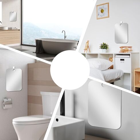 Shatterproof Shower Mirror Fogless with Adhesive Hook Mount, Portable Unbreakable Wall Hanging Handheld Shaving Mirror for Men, Ideal for Camping and Traveling, 5.1x6.69 Inch/13x17 cm in Saudi Arabia