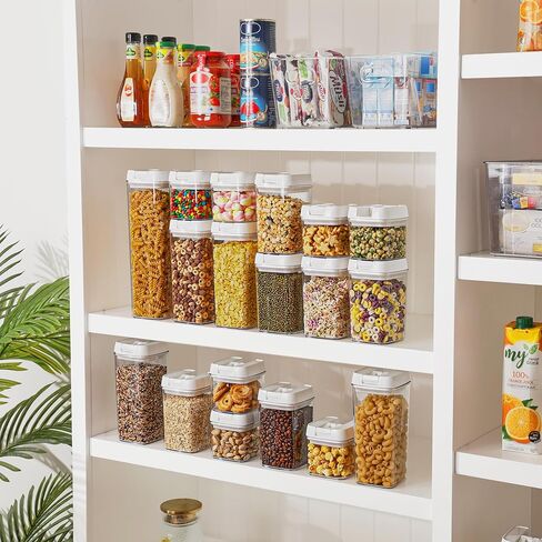 حاويات تخزين الطعام في Vtopmart ، 7 قطع BPA ، علب منظم الحبوب البلاستيكية المجانية مع أغطية قفل سهلة ، لتنظيم مخزن المطبخ ، 24 ملصقات ، أبيض in Kuwait