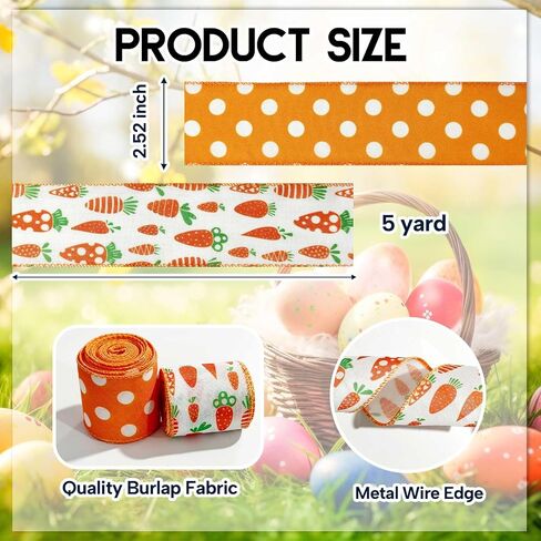 LINGMIN 2 Rolls Easter Ribbon for Wreath Bow Wrapping Gifts, Pink Stripe Happy Easter Ribbon for Gift Wrapping Decoration Party Supplies Craft 2.5" X 10 Yard Wired Spring Easter Theme Wreath Ribbon in Kuwait