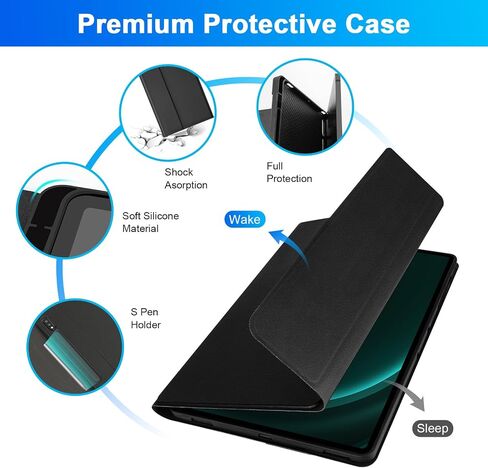 SOPPY 7 Colors Backlit Keyboard Case with Mouse for 12.4" Samsung Galaxy Tab S7 FE/S7 Plus/S8 Plus/S9 FE Plus/S9 Plus/S10+, Wireless Keyboard with Case & Pen Holder for Samsung Tab 12.4 Inch, Purple in Kuwait