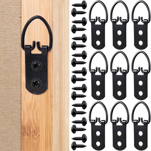 10pcs Super Heavy Duty Extra Large Strap Hanger D-Ring Hanger with 20pcs Screws for Hanging Picture Photo Frame, 2 Holes in Kuwait