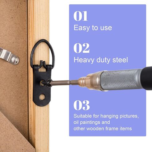 10pcs Super Heavy Duty Extra Large Strap Hanger D-Ring Hanger with 20pcs Screws for Hanging Picture Photo Frame, 2 Holes in Kuwait