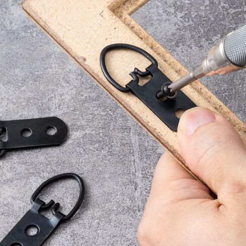 10pcs Super Heavy Duty Extra Large Strap Hanger D-Ring Hanger with 20pcs Screws for Hanging Picture Photo Frame, 2 Holes in Kuwait