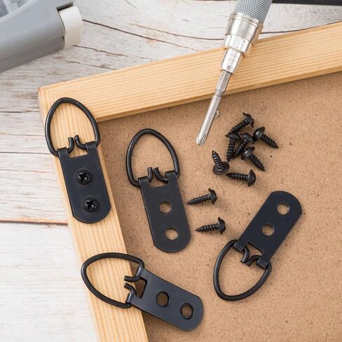 10pcs Super Heavy Duty Extra Large Strap Hanger D-Ring Hanger with 20pcs Screws for Hanging Picture Photo Frame, 2 Holes in Kuwait
