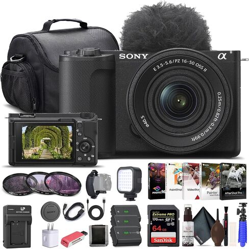 Sony Alpha ZV-E10 II Mirrorless Camera (Body Only, White) (ZVE10M2KW), 64GB Memory Card, Photo Software, Bag, 2 x NP-FZ100 Battery, External Charger, Card Reader, LED Light, HDMI Cable, More in Kuwait