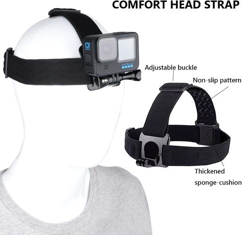 Chest Mount Strap Harness Head Strap Mount, Quick Release Chesty Body Mount with Phone Clip, Head Strap + Chest Strap Compatible with Action Camera/Smartphones in Saudi Arabia