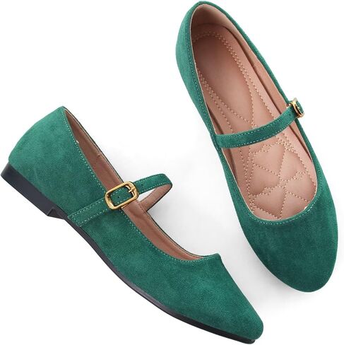 Stunner Women's Mary Jane Flats Fashion Round Toe Ballet Flats Comfortable Ankle Strap Buckle Flats Slip On Dress Flats in Saudi Arabia