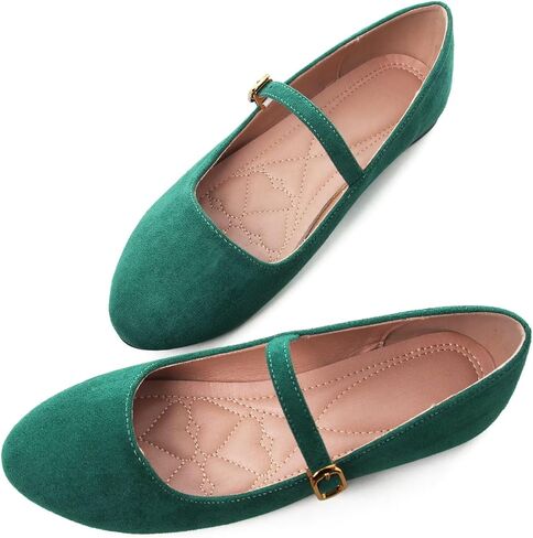 Stunner Women's Mary Jane Flats Fashion Round Toe Ballet Flats Comfortable Ankle Strap Buckle Flats Slip On Dress Flats in Saudi Arabia