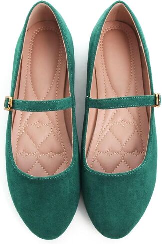 Stunner Women's Mary Jane Flats Fashion Round Toe Ballet Flats Comfortable Ankle Strap Buckle Flats Slip On Dress Flats in Saudi Arabia
