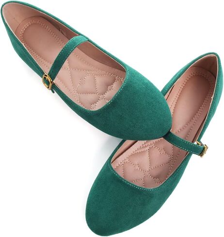 Stunner Women's Mary Jane Flats Fashion Round Toe Ballet Flats Comfortable Ankle Strap Buckle Flats Slip On Dress Flats in Saudi Arabia