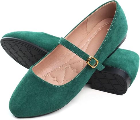 Stunner Women's Mary Jane Flats Fashion Round Toe Ballet Flats Comfortable Ankle Strap Buckle Flats Slip On Dress Flats in Saudi Arabia