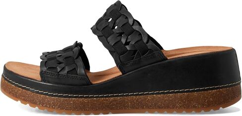 Clarks Women's Kassanda Mule Wedge Sandal, Metallic Combi Leather, 8.5 in Saudi Arabia