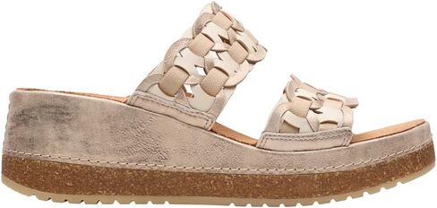 Clarks Women's Kassanda Mule Wedge Sandal, Metallic Combi Leather, 8.5 in Saudi Arabia