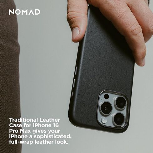 Nomad iPhone 16 Pro Max Case - English Tan ، Magsafe متوافق ، حالة هاتف جلدي لـ iPhone 16 Pro Max in Kuwait