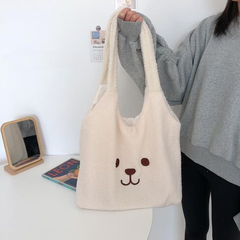 Fluffy Tote Bag Ladies Kawaii Shoulder Bag Women Furry Bears Tote Bag Plush Handbag Women Cute Crossbody Bag for Women in Saudi Arabia