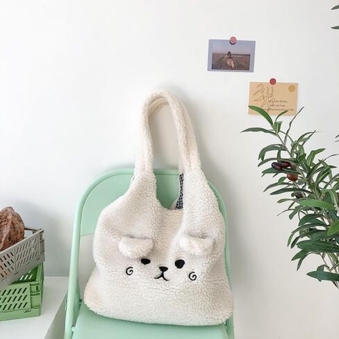 Fluffy Tote Bag Ladies Kawaii Shoulder Bag Women Furry Bears Tote Bag Plush Handbag Women Cute Crossbody Bag for Women in Saudi Arabia