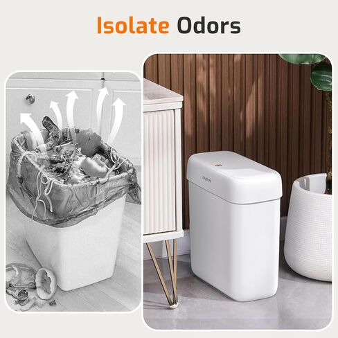 Small Bathroom Trash Can with Lid, 2.6 Gallons / 10 L Slim Plastic Garbage Bin with Pop-Up Lid, Mini Waste Basket Can Dog Proof for Kitchen, Bedroom, Office, Laundry, Toilet, Rv, White in Kuwait