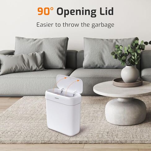 Small Bathroom Trash Can with Lid, 2.6 Gallons / 10 L Slim Plastic Garbage Bin with Pop-Up Lid, Mini Waste Basket Can Dog Proof for Kitchen, Bedroom, Office, Laundry, Toilet, Rv, White in Kuwait