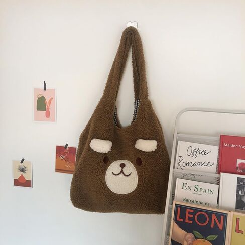 Fluffy Tote Bag Ladies Kawaii Shoulder Bag Women Furry Bears Tote Bag Plush Handbag Women Cute Crossbody Bag for Women in Saudi Arabia