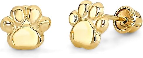 14k REAL Yellow Gold Paw Stud Earrings with Screw Back in Saudi Arabia