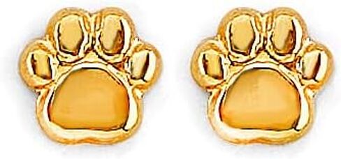 14k REAL Yellow Gold Paw Stud Earrings with Screw Back in Saudi Arabia