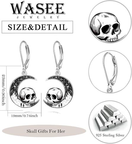 Black Cat/4th of July/Bat/Spider/Pumpkin/Wolf/Bunny/Sun and Moon/Turtle/Raven 925 Sterling Silver Leverback Dangle Earrings Moon Gothic Christmas Earrings Jewelry Gift for Women in Saudi Arabia