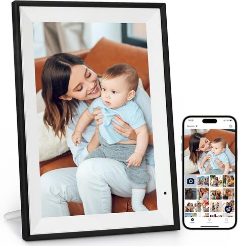 AEEZO Digital Picture Frame, 10.1 Inch WiFi Digital Photo Frame with 16GB, IPS Touch Screen Smart Cloud, Share Photos or Videos via AiMOR APP, Auto-Rotate, Wall Mountable (Black) in Saudi Arabia