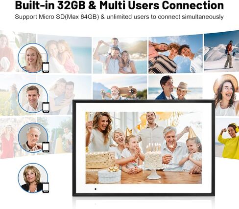 AEEZO Digital Picture Frame, 10.1 Inch WiFi Digital Photo Frame with 16GB, IPS Touch Screen Smart Cloud, Share Photos or Videos via AiMOR APP, Auto-Rotate, Wall Mountable (Black) in Saudi Arabia