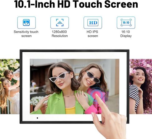 AEEZO Digital Picture Frame, 10.1 Inch WiFi Digital Photo Frame with 16GB, IPS Touch Screen Smart Cloud, Share Photos or Videos via AiMOR APP, Auto-Rotate, Wall Mountable (Black) in Saudi Arabia