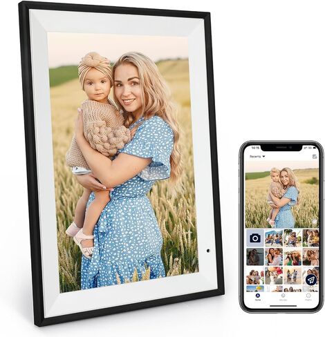 AEEZO Digital Picture Frame, 10.1 Inch WiFi Digital Photo Frame with 16GB, IPS Touch Screen Smart Cloud, Share Photos or Videos via AiMOR APP, Auto-Rotate, Wall Mountable (Black) in Saudi Arabia
