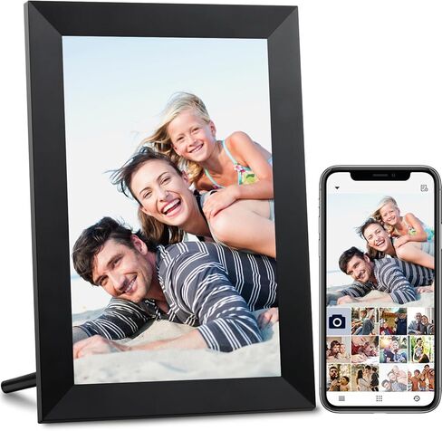 Aeezo Digital Picture Frame ، 10.1 بوصة إطار صورة رقمية WiFi مع سحابة سحابة Smart Screen Smart 16GB 16 جيجابايت ، ومشاركة الصور أو مقاطع الفيديو عبر تطبيق Aimor ، و ROTATE AUTO ، و GALLABLE (أسود) in Kuwait