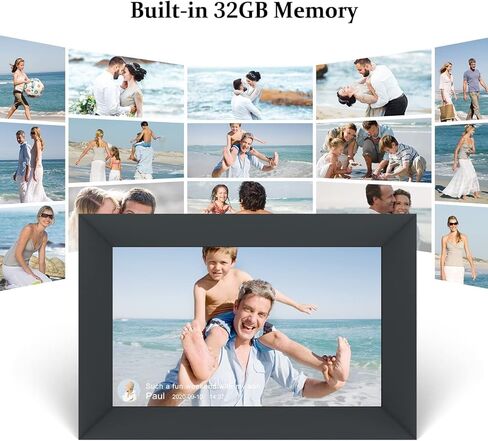 Aeezo Digital Picture Frame ، 10.1 بوصة إطار صورة رقمية WiFi مع سحابة سحابة Smart Screen Smart 16GB 16 جيجابايت ، ومشاركة الصور أو مقاطع الفيديو عبر تطبيق Aimor ، و ROTATE AUTO ، و GALLABLE (أسود) in Kuwait