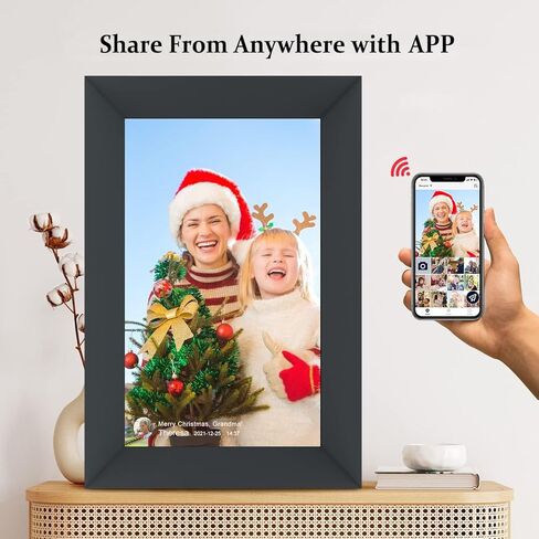 Aeezo Digital Picture Frame ، 10.1 بوصة إطار صورة رقمية WiFi مع سحابة سحابة Smart Screen Smart 16GB 16 جيجابايت ، ومشاركة الصور أو مقاطع الفيديو عبر تطبيق Aimor ، و ROTATE AUTO ، و GALLABLE (أسود) in Kuwait