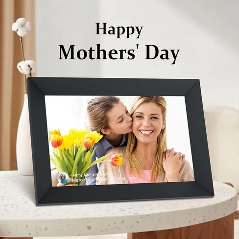 Aeezo Digital Picture Frame ، 10.1 بوصة إطار صورة رقمية WiFi مع سحابة سحابة Smart Screen Smart 16GB 16 جيجابايت ، ومشاركة الصور أو مقاطع الفيديو عبر تطبيق Aimor ، و ROTATE AUTO ، و GALLABLE (أسود) in Kuwait