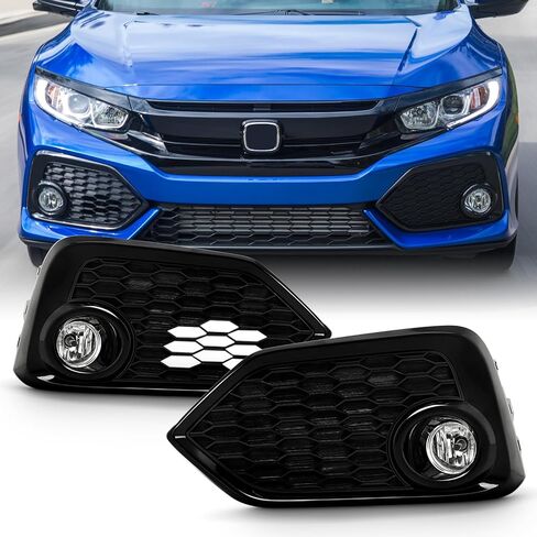 AKKON - FITS 2016-2017 Honda Civic Hatchback Chrome Lights Pair W/Power Switch + Wiring Harnesses + Pumper Bezel in Saudi Arabia