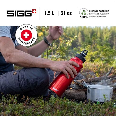 SIGG - Aluminum Sports Water Bottle - WMB Traveller Black - ClimatePartner Certified - Suitable for Carbonated Beverages - Leakproof - Lightweight - BPA Free - 51 Oz in Saudi Arabia