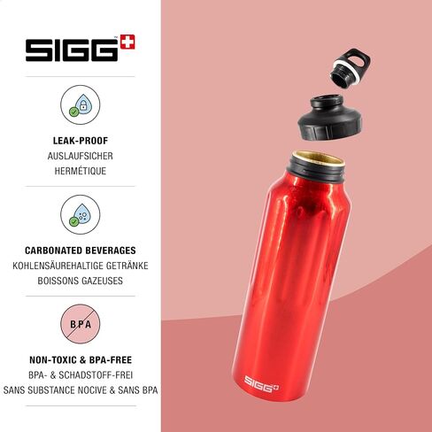 SIGG - Aluminum Sports Water Bottle - WMB Traveller Black - ClimatePartner Certified - Suitable for Carbonated Beverages - Leakproof - Lightweight - BPA Free - 51 Oz in Saudi Arabia