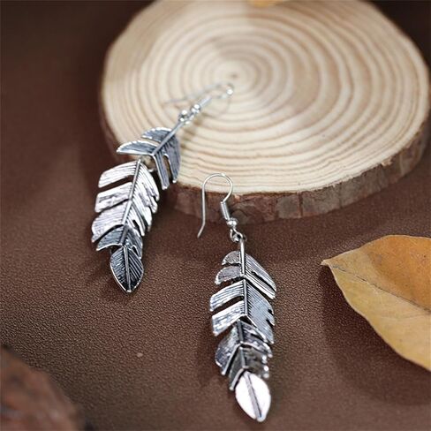 COADIPRESS BOHEMIAN LEAF أقراط للمرأة البسيطة الموضة المصنوعة يدويًا بوهو معلقة طويلة من الذهب الفضي الذهب الذهب النغمة ريشة إسقاط بيان أقراط الهدايا للمجوهرات in Kuwait