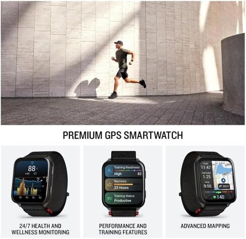 Wearable4U Garmin Venu X1 Whin and Lightweight GPS Smartwatch ، شاشة AMOLED ، أسود مع Slate Titanium Comfort Fit Nylon Band Bank Bundle in Saudi Arabia