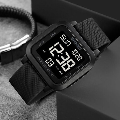 Skmei Men Digital Sports Watch Ultra-shin wach watch watch watch for men with stalptwatch countdown timer timer function dual time led light light in Kuwait