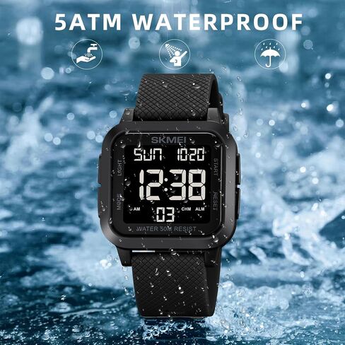 Skmei Men Digital Sports Watch Ultra-shin wach watch watch watch for men with stalptwatch countdown timer timer function dual time led light light in Kuwait