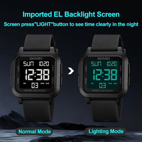 Skmei Men Digital Sports Watch Ultra-shin wach watch watch watch for men with stalptwatch countdown timer timer function dual time led light light in Kuwait