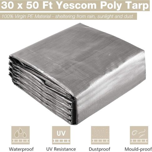 YesCom 20x24ft 14 mil شاق البولي القنب القنب القابل للضغط على ملاءة سطح الأرضية مقاومة للماء. in Kuwait